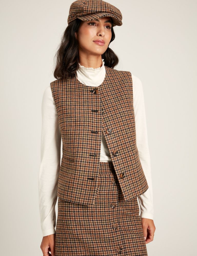 Wool Rich Tweed Checked Gilet 1 of 6