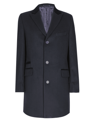 Mens velvet collar outlet overcoat