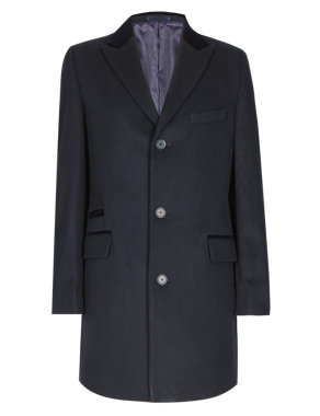 Wool Rich Velvet Collar Overcoat with Cashmere Image 2 of 7