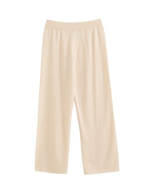 Wool Rich Wide Leg Relaxed Joggers with Cashmere