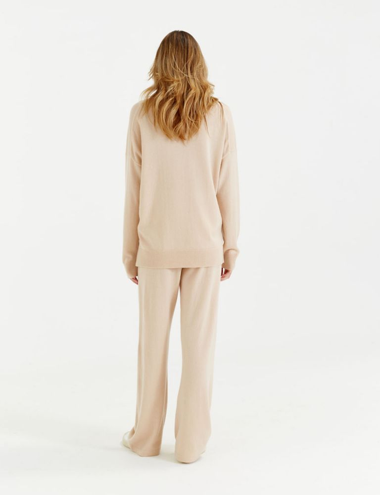 Wool Rich Wide Leg Relaxed Joggers with Cashmere 3 of 4