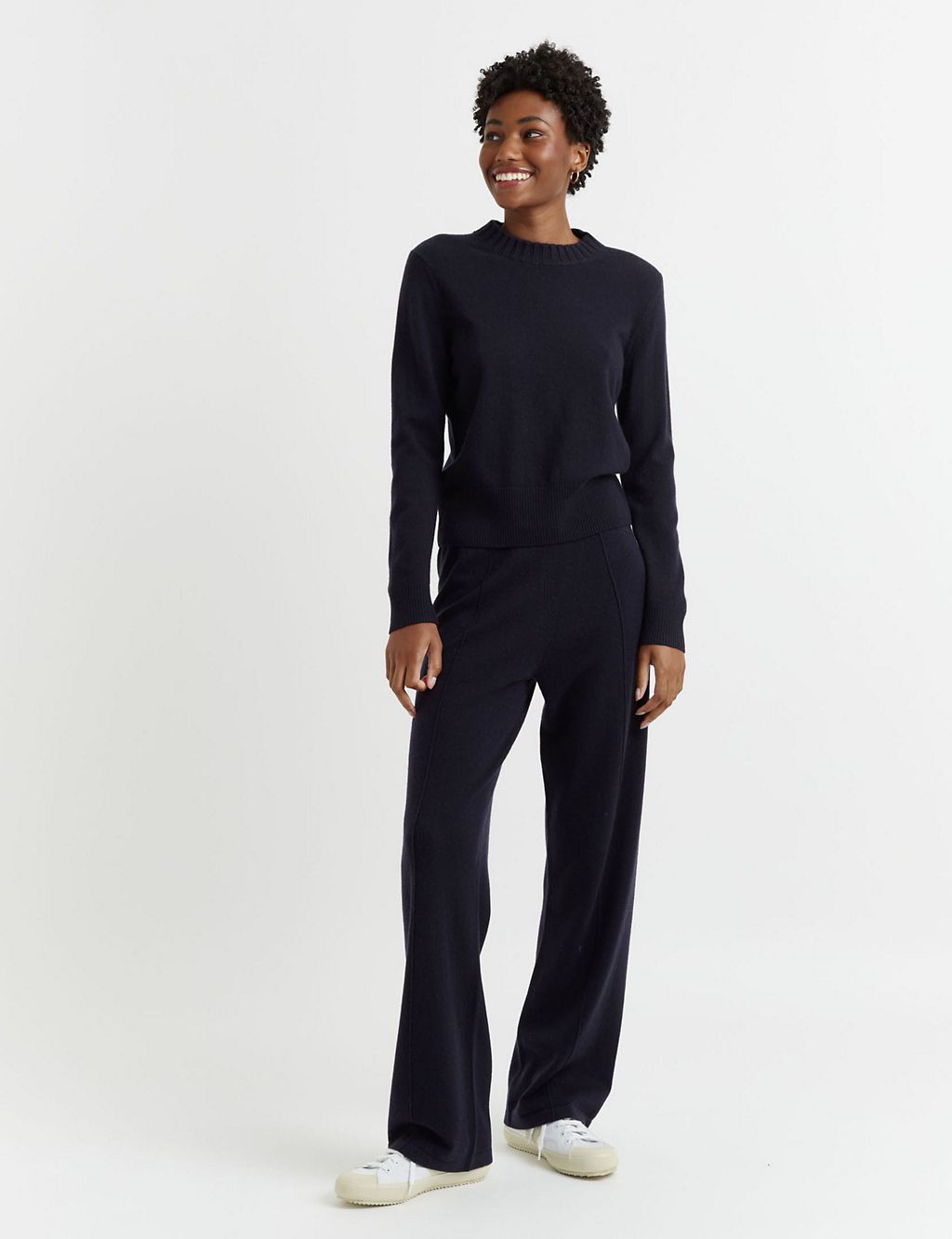 Wool Rich Wide Leg Relaxed Joggers with Cashmere 3 of 3