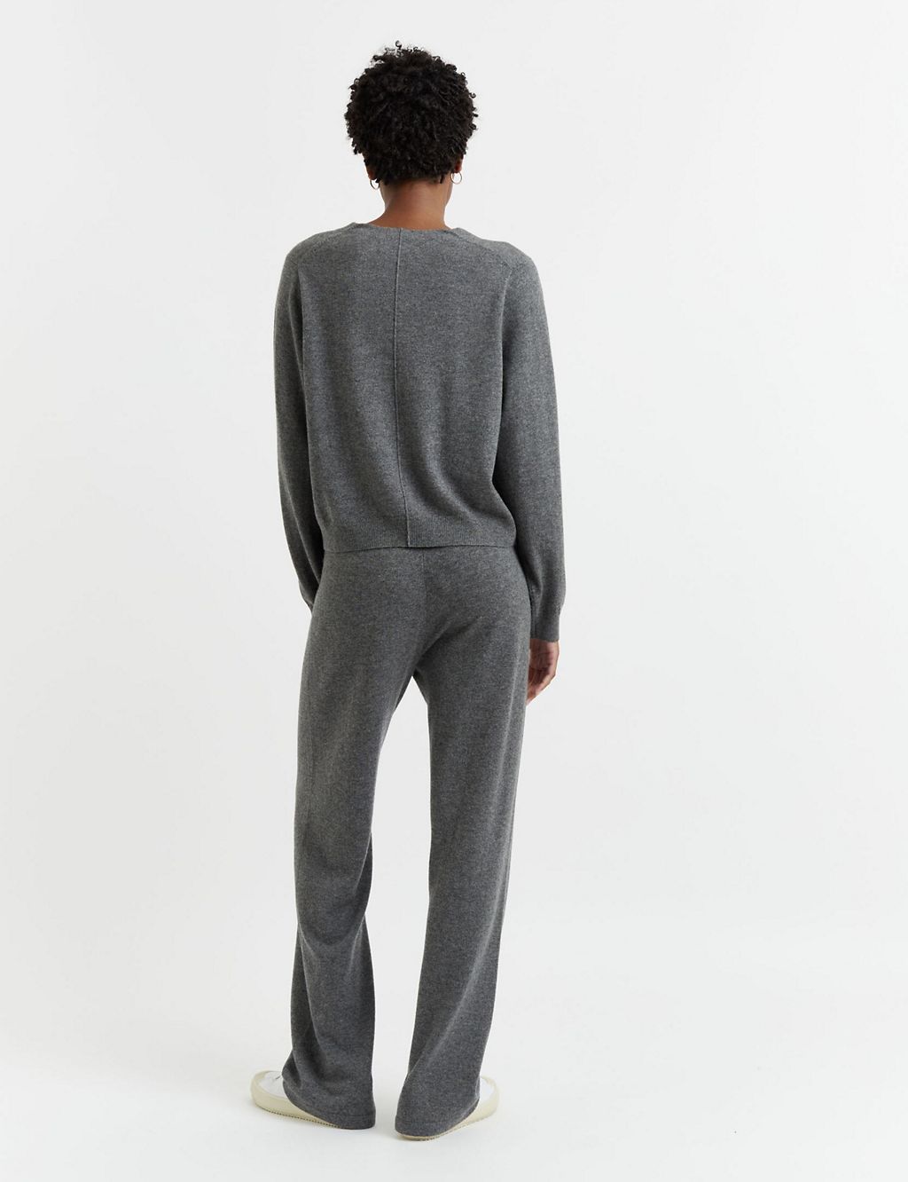 Wool Rich Wide Leg Relaxed Joggers with Cashmere 2 of 3