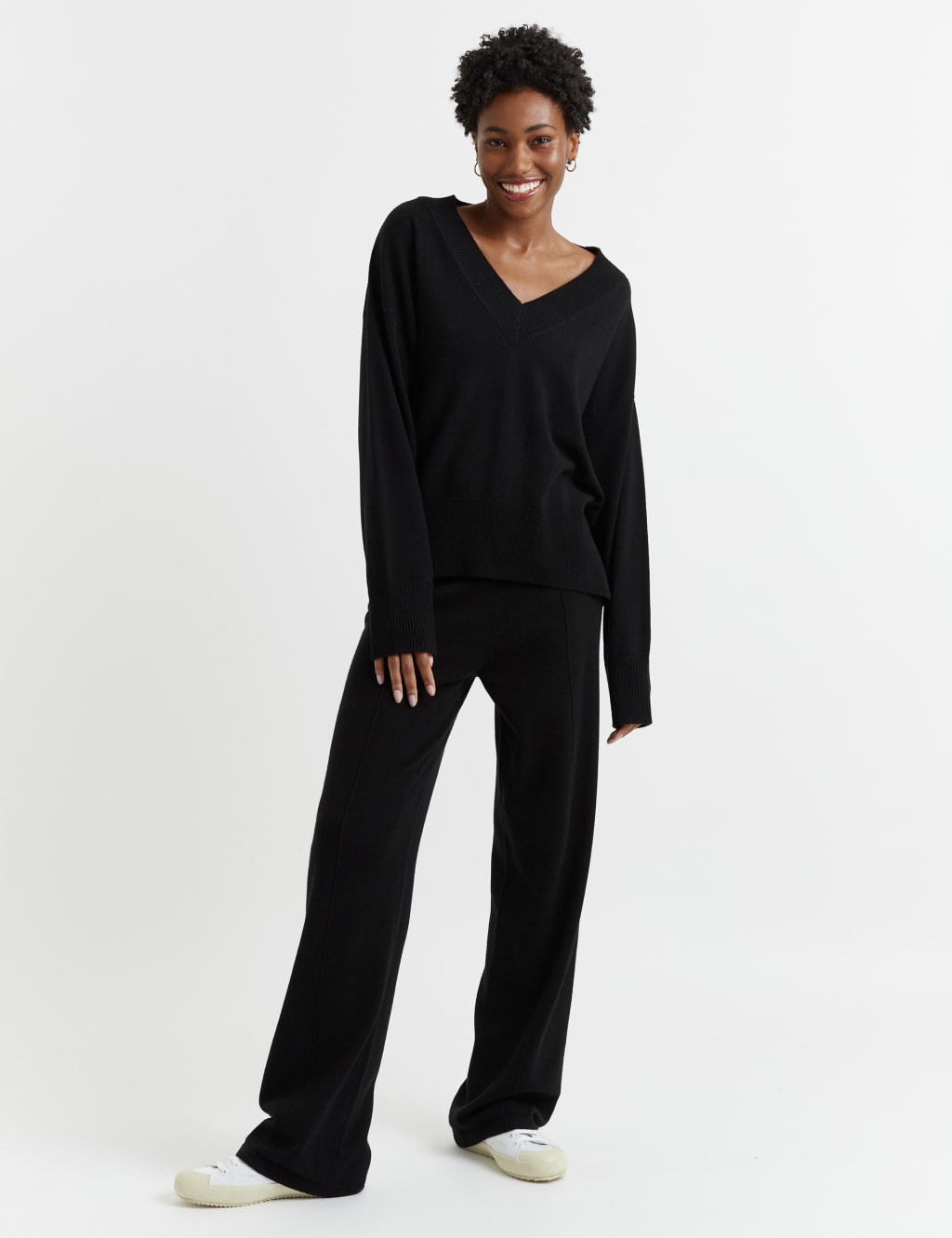 Wool Rich Wide Leg Relaxed Joggers with Cashmere 3 of 3