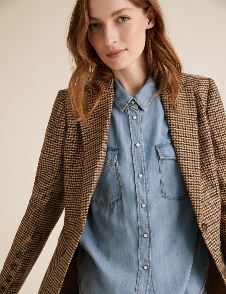 Wool Tailored Dogtooth Blazer M&S Collection M&S