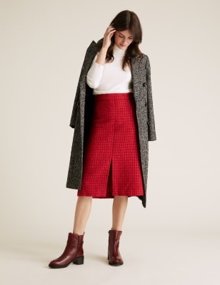 m&s red skirt