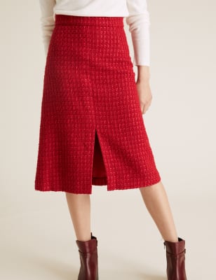 m&s red skirt