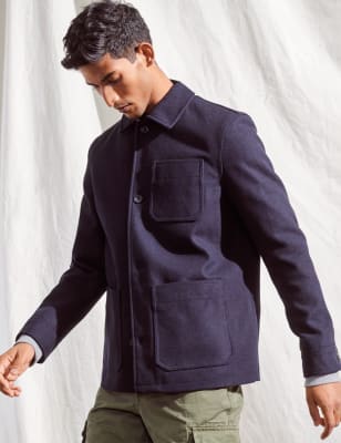 Structured wool store utility jacket