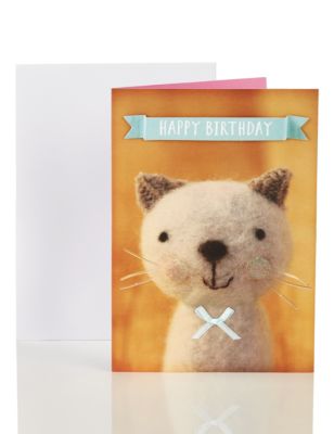 Woolly Cat Happy Birthday Card Image 1 of 2