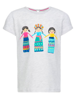 Worry Doll Embroidered Girls T-Shirt (1-7 Years) Image 2 of 4