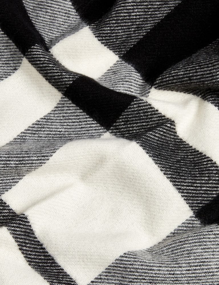 Scarf in double-faced woven fabric Grey/Black Check