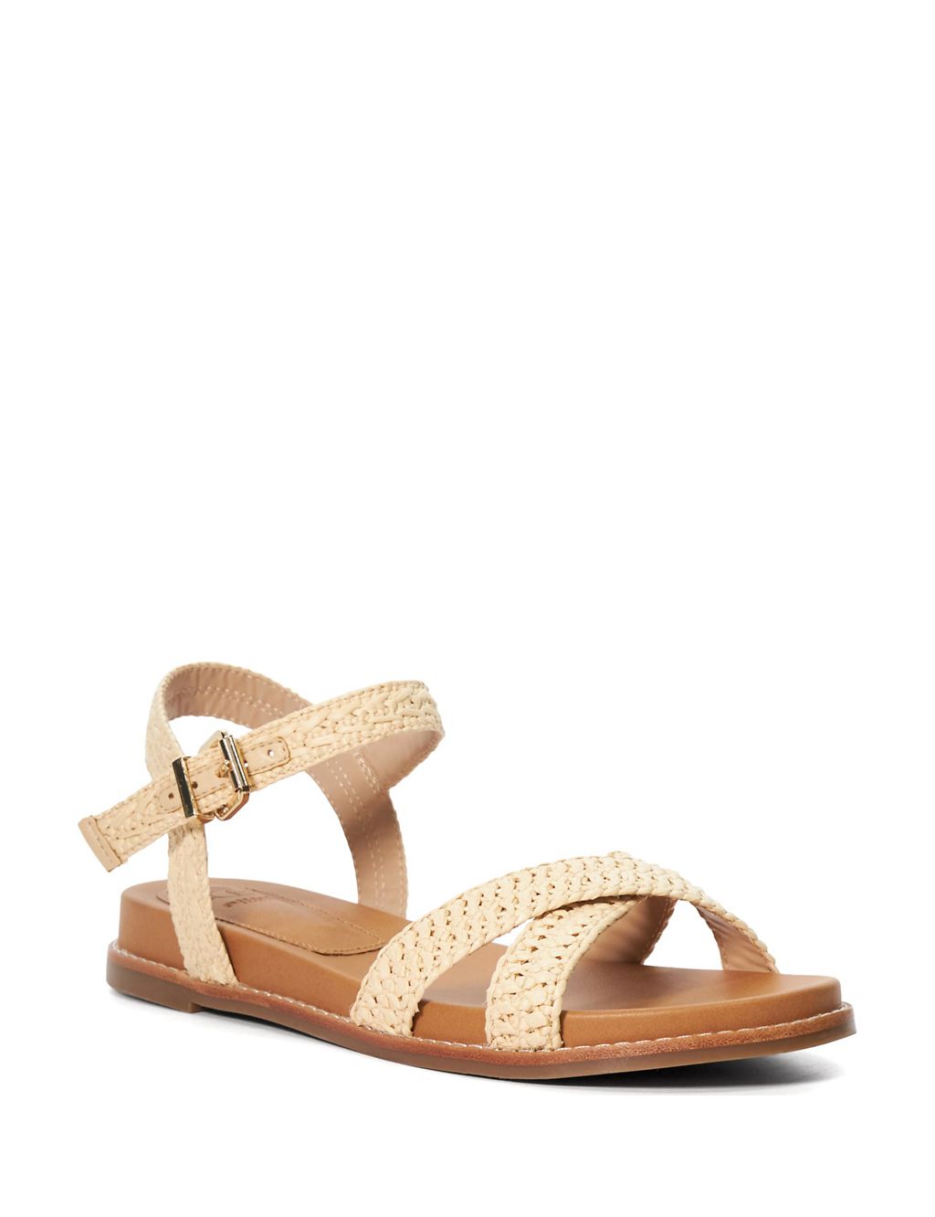 Woven Crossover Ankle Strap Flat Sandals 1 of 5