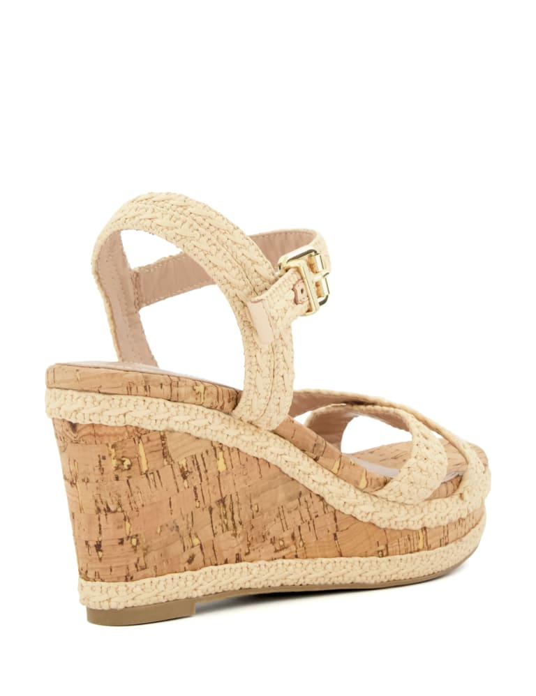 Woven Crossover Ankle Strap Wedge Sandals