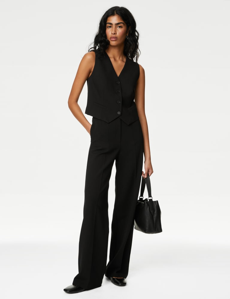 Woven Elasticated Waist Wide Leg Trousers 1 of 5