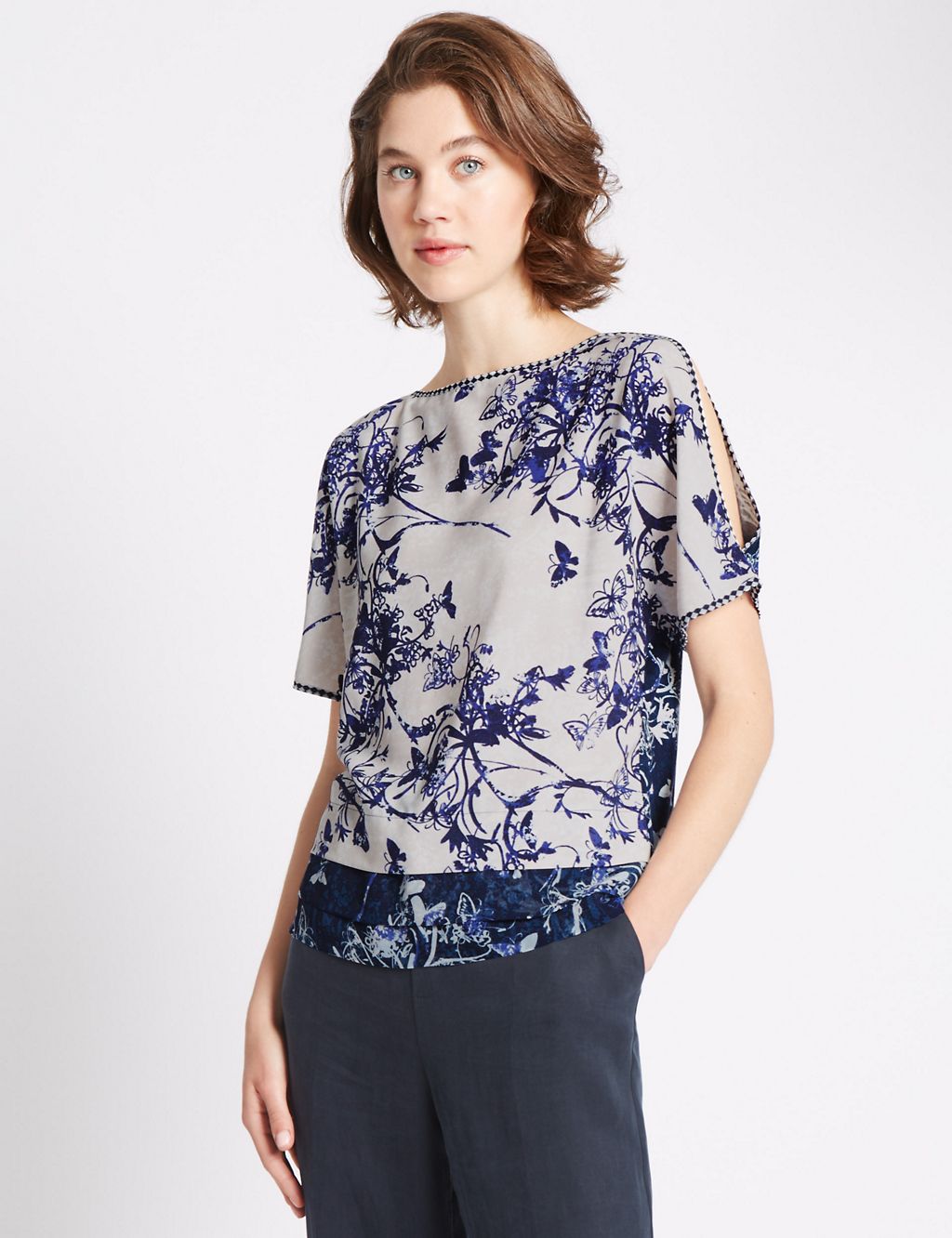 Woven Front Butterfly Printed Top 3 of 3