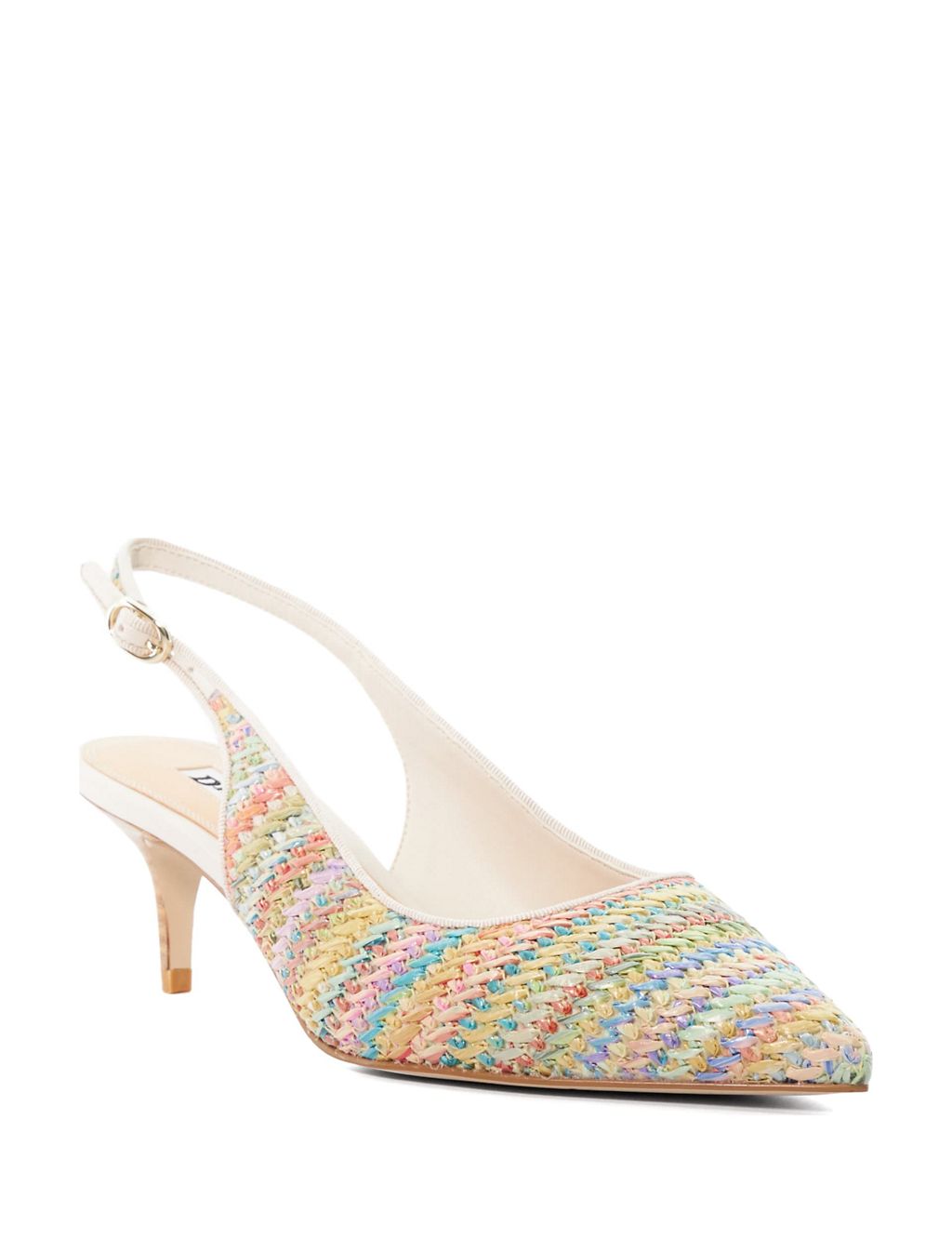 Woven Kitten Heel Pointed Slingback Shoes 1 of 5