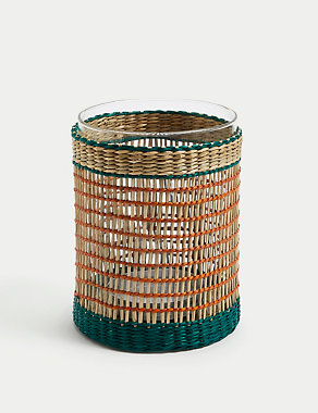 Woven Rattan Hurricane Candle Holder Image 2 of 4