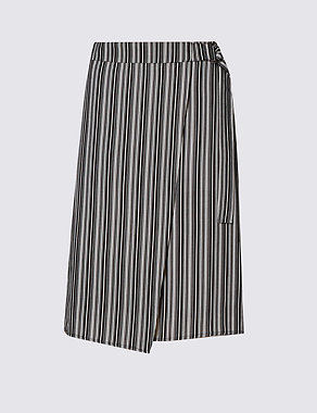Wrap Style Striped Knee Length A-Line Skirt Image 2 of 3