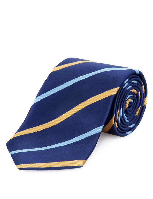 XL Woven Silk Striped Tie with Stain Resistance Image 1 of 1