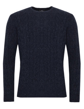 XS Extrafine Pure Lambswool Twisted Cable Knit Jumper Image 2 of 4