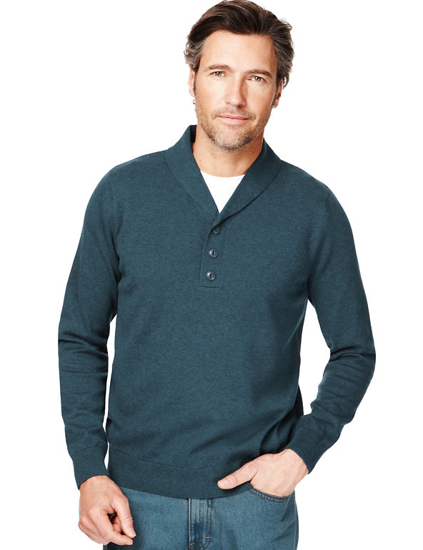 XS Pure Cotton Y-Neck Mock Layered Jumper Image 1 of 1