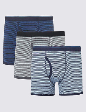 XXXL 3 Pack Pure Cotton Feeder Striped Trunks with StayNEW™ Image 2 of 4