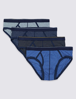 XXXL 4 Pack 4-Way Stretch Cotton Striped Briefs with StayNEW™ & Cool Comfort™ Technology Image 2 of 3