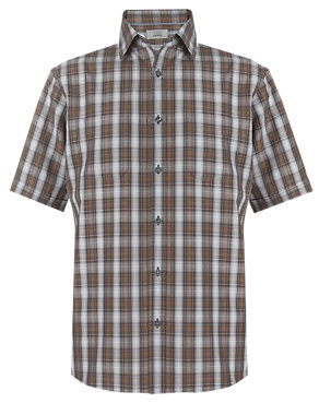 XXXL Modal Blend Short Sleeve Easy Care Soft Touch Checked Shirt Image 2 of 4