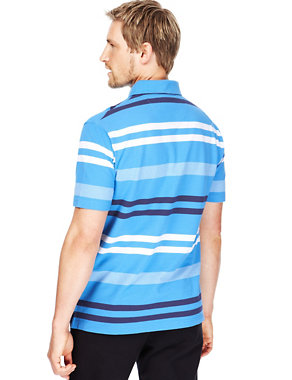 XXXL Pure Cotton Double Striped Polo Shirt Image 2 of 3