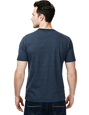 XXXL Pure Cotton Fine Striped T-Shirt Image 2 of 3