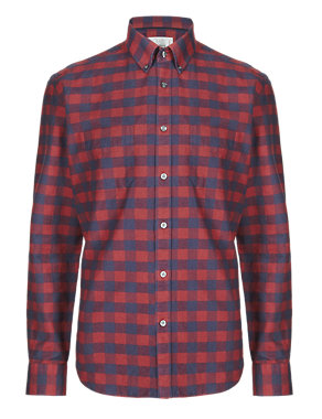 XXXL Pure Cotton Gingham Checked Oxford Shirt Image 2 of 3