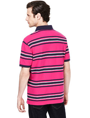 XXXL Pure Cotton Graded Striped Polo Shirt Image 2 of 3