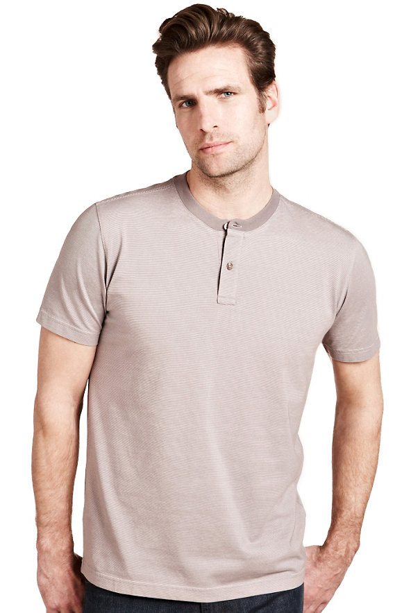 XXXL Pure Cotton Notched Neck T-Shirt with Stay New™ Image 1 of 1