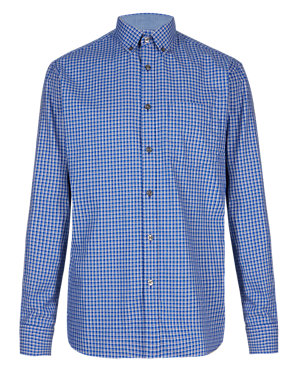 XXXL Pure Cotton Shadow Gingham Checked Shirt Image 2 of 5