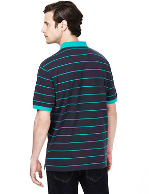 XXXL Pure Cotton Striped Polo Shirt Image 2 of 3