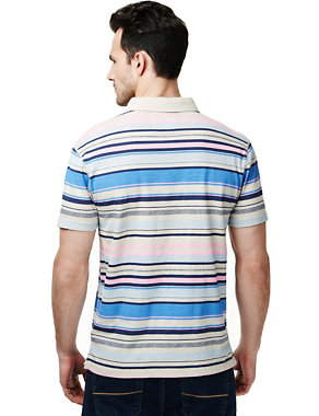 XXXL Pure Cotton Striped Polo Shirt Image 2 of 3