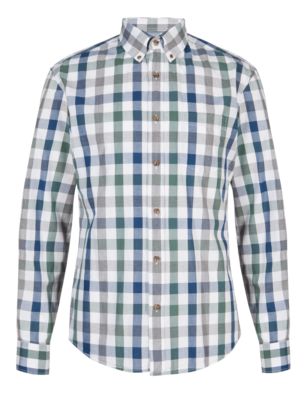 XXXL Pure Cotton Tailored Fit Block Checked Shirt Image 2 of 5