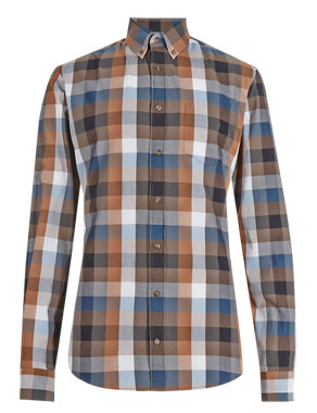 XXXL Pure Cotton Tailored Fit Block Checked Shirt Image 2 of 5