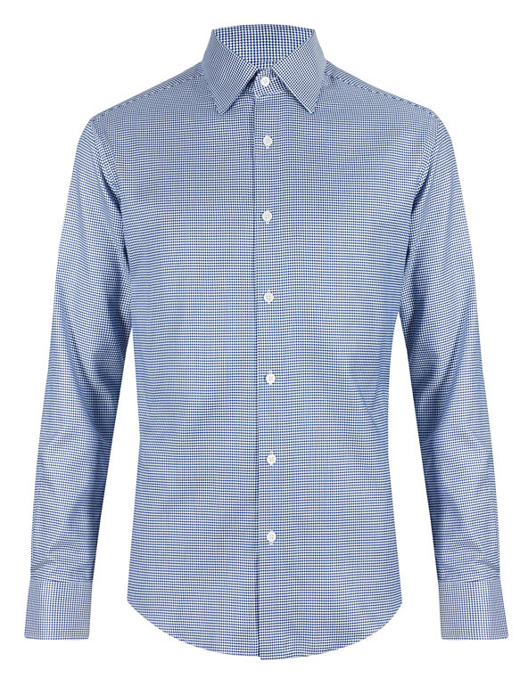 XXXL Pure Cotton Tailored Fit Dogtooth Shirt Image 1 of 2