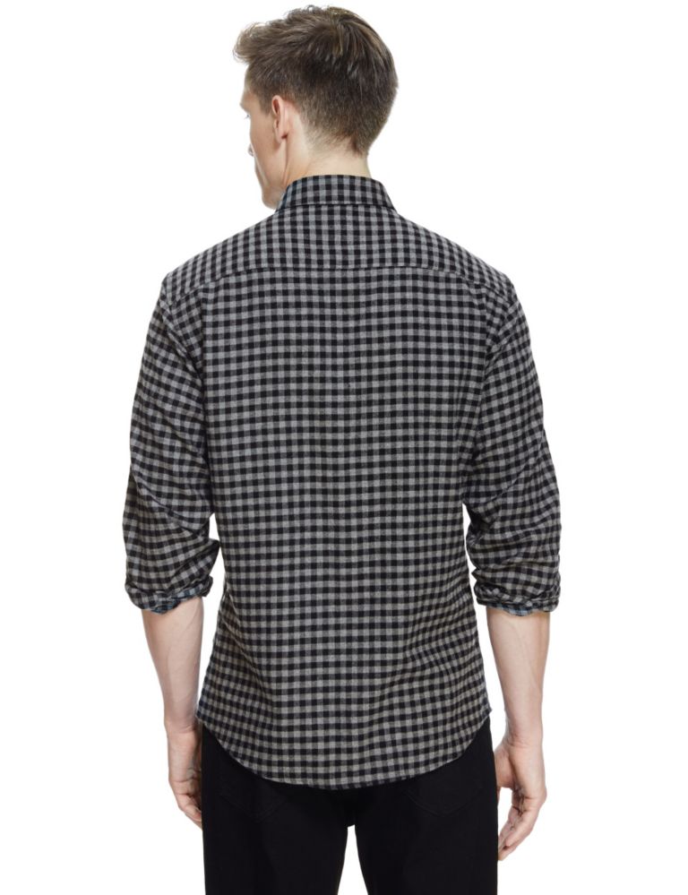 XXXL Pure Cotton Tailored Fit Flannel Checked Shirt 3 of 4