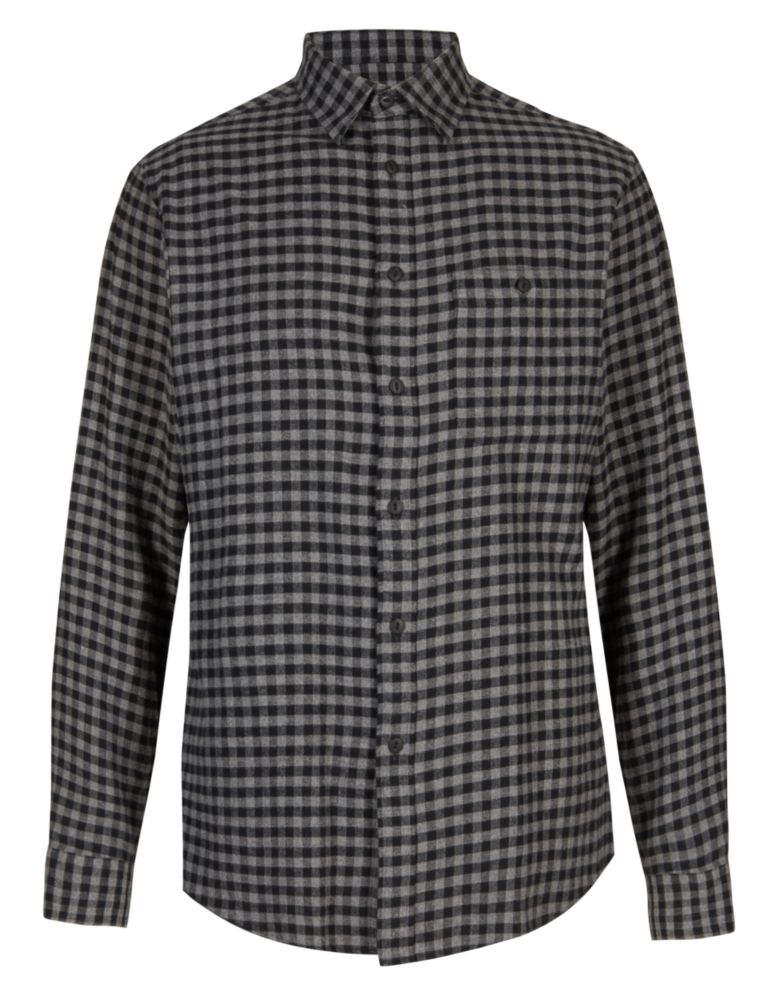 XXXL Pure Cotton Tailored Fit Flannel Checked Shirt 2 of 4