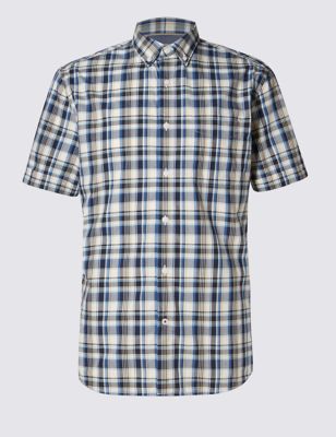 XXXL Pure Cotton Tailored Fit Grid Checked Shirt Image 2 of 4