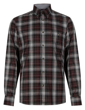 XXXL Pure Cotton Tailored Fit Luxury Marl Checked Shirt Image 2 of 4