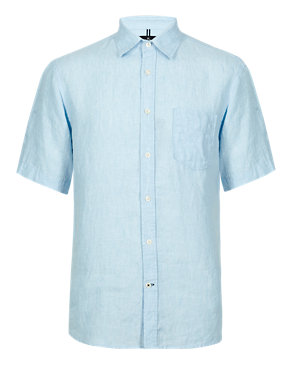 XXXL Pure Linen Easy to Iron Short Sleeve Shirt Image 2 of 3