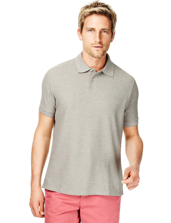 XXXL Slim Fit Marl Polo Shirt with Stay New™ Image 1 of 1