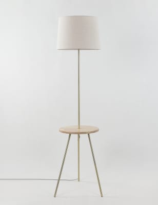 

M&S Collection Lámpara de pie de mesa circular de madera, Madera