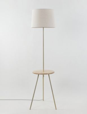 M&S Wooden Circular Table Floor Lamp, Wood