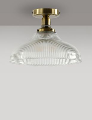M&S Florence Flush Ceiling Light - Antique Brass, Antique Brass,Chrome