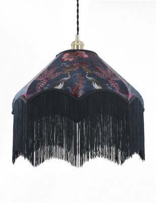 Velvet Printed Fringed Ceiling Lamp Shade