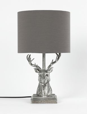 M&S Stag Table Lamp - Silver, Silver,Gold